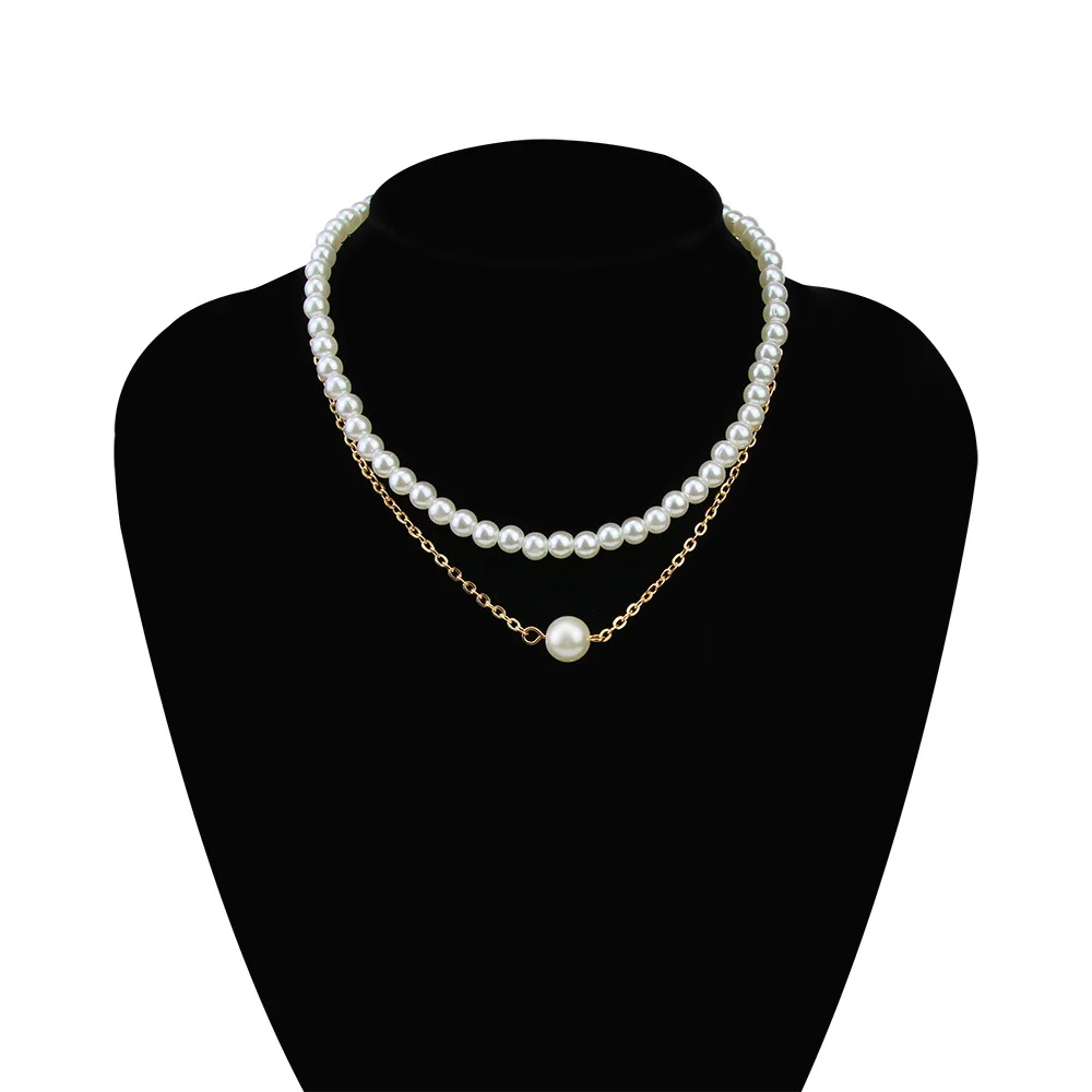 Noi accesorii colier de perle europene și americane de moda scurt dublu strat perla pandantiv colier feminin online / pandantive \ Smartcupbucuresti.ro