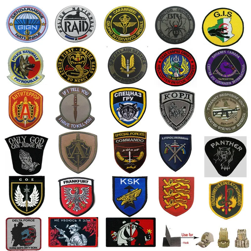 De swat echipa insigna de patch-uri militare tactice broderie cârlig patch-uri pentru haine capace pungi franța, spania, rusia, germania, italia cumpara online / de cusut & tesatura \