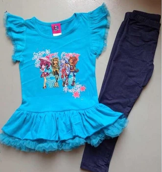 Monster high moda haine fete,Brand original,nou,copii set haine copii,haine de fata,fata de 2 buc costum,purta copilul