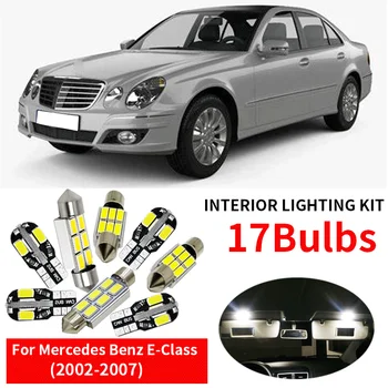 17pcs Alb Bec LED Accesorii Auto Lumina de Interior Kit Pentru 2002-2007 Mercedes Benz E-Class W211 Harta Dom Portbagaj Lampă torpedo