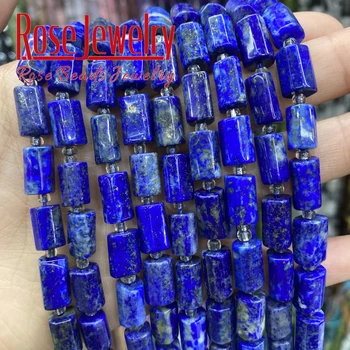 Natural Lapis Lazuli Albastre Fatetate de Piatra Margele Cilindru Liber Margele Spacer Pentru a Face Bijuterii Bratari DIY Colier Accesorii